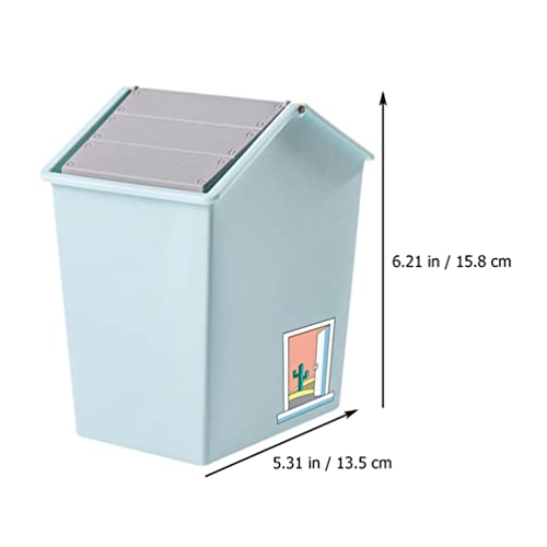 Zerodeko mini lata de lixo, lixo de lixo de mesa de plástico com tampa, lixo em forma de cabine pode lixo de lixo