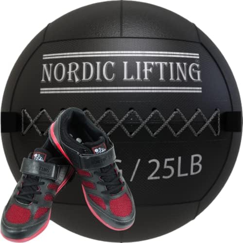 Bola de parede de elevação nórdica 25 lb pacote com sapatos Venja Tamanho 11 - Black Red