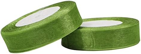 Fita de organza verde de 1 polegada para embalagem de presentes, 100 jardas artesanato fita de chiffon para casamento,