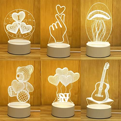 Lâmpada 3D de amor romântico do ANMMBER para casa Lâmpada de mesa de mesa de mesa de mesa de noite de noite, lâmpada