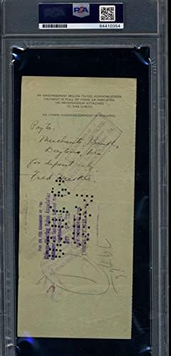Fred Merkle PSA DNA CERT Slabbed assinado em 1920 Chicago Cubs Payroll cheque autógrafo