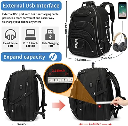 Mochila Boniyee Laptop para homens - Viaje Backpack com porto de carregamento USB para viagens diárias e viagens