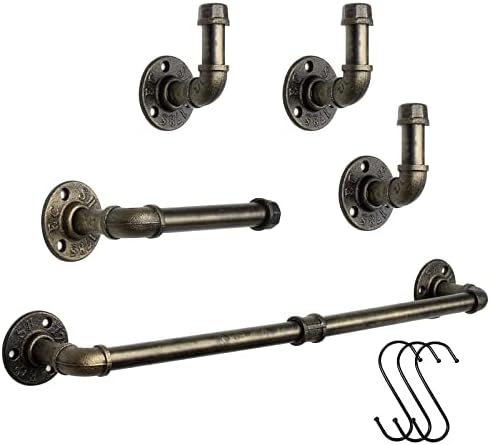 Jeasor Industrial Iron Pipetowel Rack Conjunto, acessórios para o banheiro Hardware 5 peças incluem