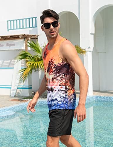 BOODSTOWORLD Mens 3D Top Top Novelty Graphic Breathable Quick Dry Sleeveless Beach Camisa S-4xl