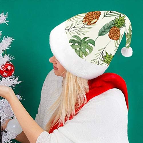 Chapéu de Papai Noel de Natal, Padrão de abacaxi tropical chapéu de férias de Natal para adultos, Hats de Natal