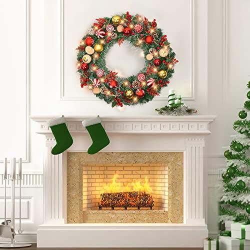 Garland de natal de 6 pés e 24 polegadas prelit tradicional de grinaldas de Natal brancas e iluminadas, decoração