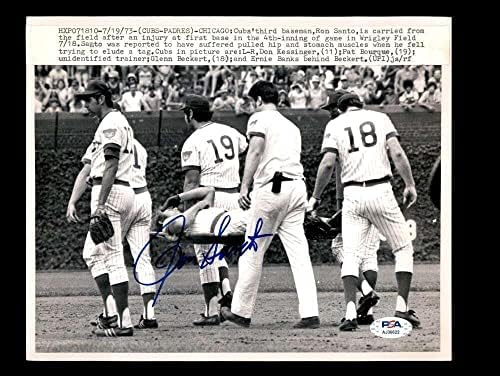 Ron Santo PSA DNA COA assinado 8x10 1973 Foto de arame Autograf - fotos autografadas da MLB