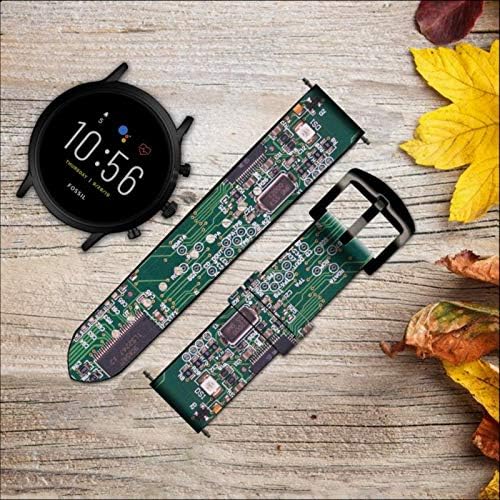 CA0808 Circuito de circuito eletrônico Counto gráfico de couro e silicone Smart Watch Band Strap