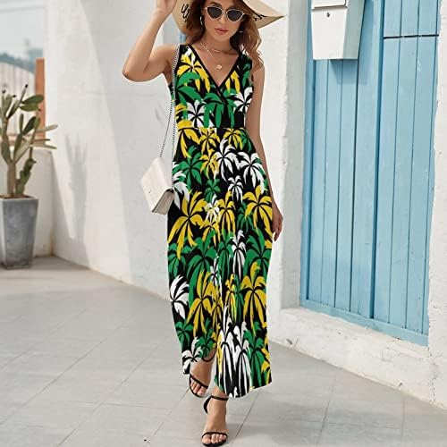 Palmeiras na jamaica coloras coloridas femininas mangas maxi vestidos profundos v vestido solto vestido