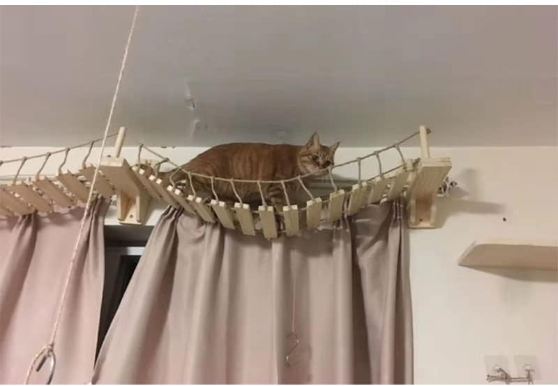 Mgwye 90cm Cat Bridge Salbing Frame Wood Cat Tree House Bed Hammock Sisal arranhando Post Furniture Cat Toy Toy