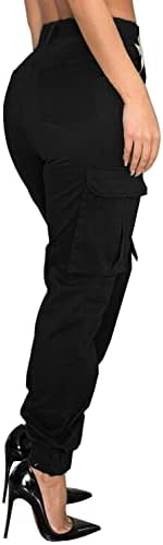 Calça de carga feminina calça cargo calça camuflagem calças de lounge multi -arredores de moletom casual