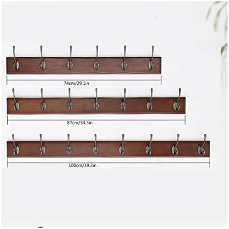Xiaoheshop rack rack parede de parede montada na parede de bambu pendurada, com 6 7 8 ganchos de metal retro rack