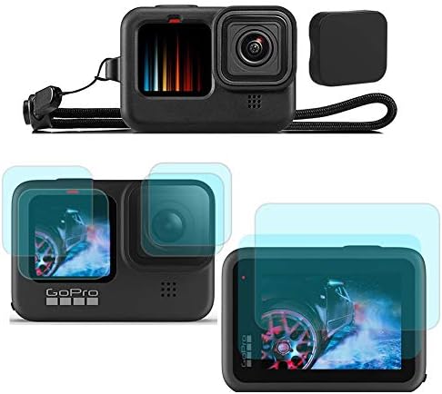 Protetor de tela da câmera Shuaxi para a GoPro Hero 9 / Hero10 e capa de case de silicone, filme