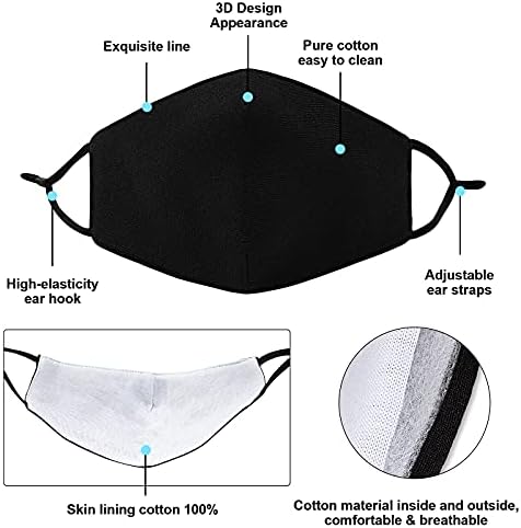 Pacote de máscara facial preta preta capas reutilizáveis, unissex ajustável lavável pó respirável máscaras de