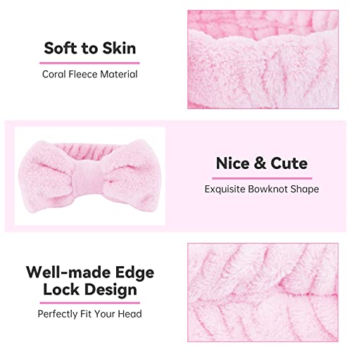Ondder Spa Band da cabeça para lavar o rosto 8 Pack Rosa Skincare Fands para mulheres meninas
