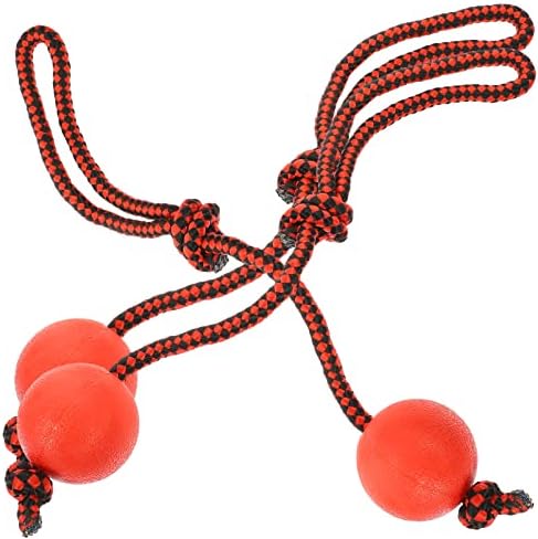 IPETBOOM 3PCS Bola de treinamento para cães na corda Toys de corda Bola Exercício de borracha Ball em corda