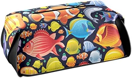 Caixa de tecido de peixe tropical subaquática Tampa de tecido retangular Caixa de lenço de papel com dispensador