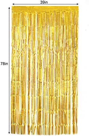 Cortinas de Fringe Gold - Cortina de chuva com franjas a laser - Cortina de tinsel para o fundo da cabine