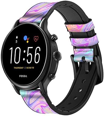 CA0742 Arte digital colorida Couro líquido Relógio inteligente Banda Strap para híbrido fóssil smartwatch