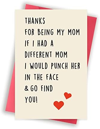 Cartão de sarcasmo para o cartão do dia das mães da mãe, Cartão engraçado de aniversário para a mamãe
