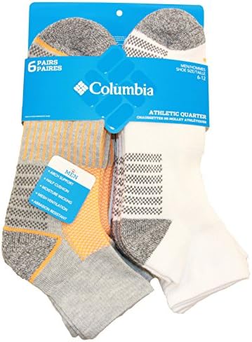 Columbia Men 1/2 Cushion Quarter Arch Suporte de meias de mistura poli, 6-pacote