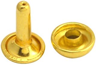 Wuuycoky Golden Double Cap cogumelo Rivet Metal Studs Cap 9mm e pacote de 10 mm de 100 conjuntos
