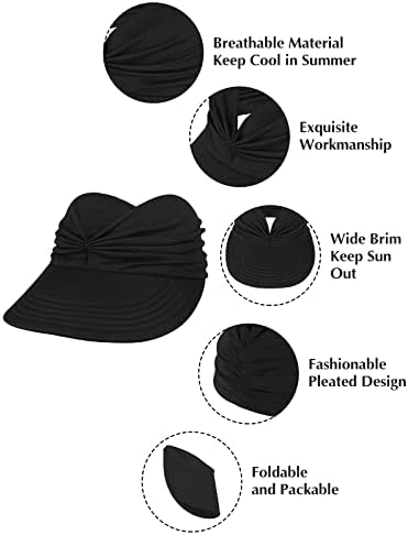 Komorebi Womens Sun Visor Hat Wide Brim Sun Visor Chaily Hat UPF 50+ Chapéus de Chapéus de Proteção de
