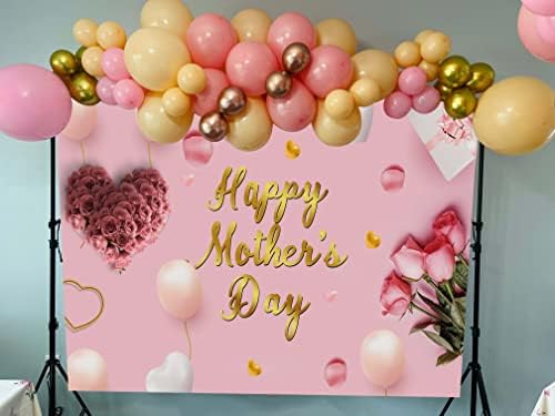 Feliz dia das mães, pano de fundo 8x6ft rosa amor coração flores de balão eu amo mãe fotografia background da