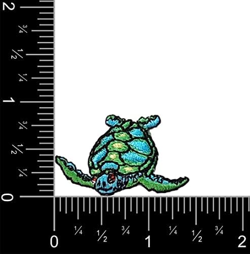 Mini - pequena tartaruga marinha - voltada para a esquerda - ferro bordado no patch