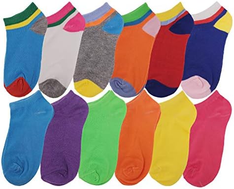 Diferentes toques ayla garotas coloridas tornozelo e sem meias de show, pacotes de 12 pares