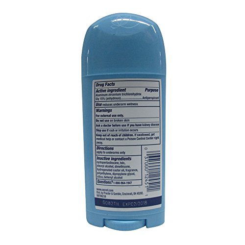 Secreto anti-perspirante/desodorante original, sólido, em pó fresco, 2,7 onças por segredo