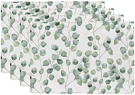 Placemats de primavera de eucalipto de eucalipto de 12x18 polegadas de 4 mesa de verão Mats Mats