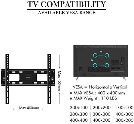 Parede da TV de suporte de canto inoxidável para a maioria das TVs curvas planas de 32 a 65 polegadas, parede de