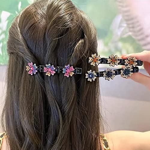 Clipes de cabelo trançados de pedra de cristal brilhante para mulheres 4/8pcs clipes de cabelo trançados para
