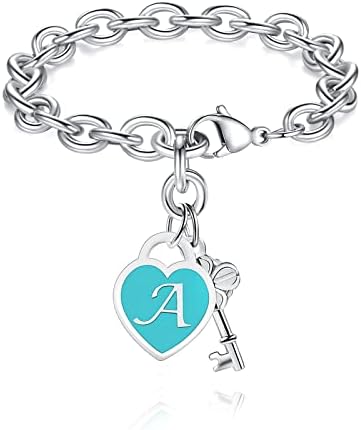ARYAHOZEL Bracelets de charme inicial para meninas adolescentes Mulheres - Jóias de aço inoxidável 26 Letras Bracelete
