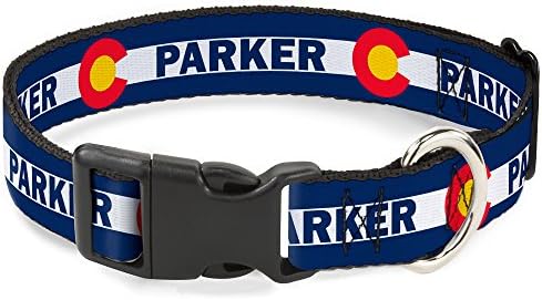 Colar de clipe de plástico de fivela - bandeira do parker do Colorado azul/branco/vermelho/amarelo - 1,5