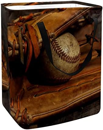 Velha luva de beisebol com estampa esportiva com estampa esportiva desgastada cesto de lavanderia
