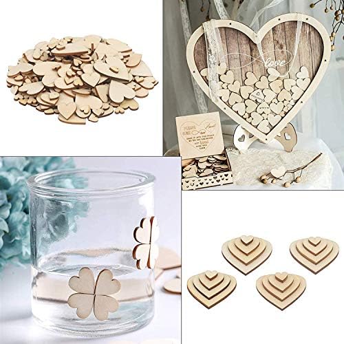 400 peças Mini corações de madeira corações de madeira coração coração, enfeites de coração misto para artesanato