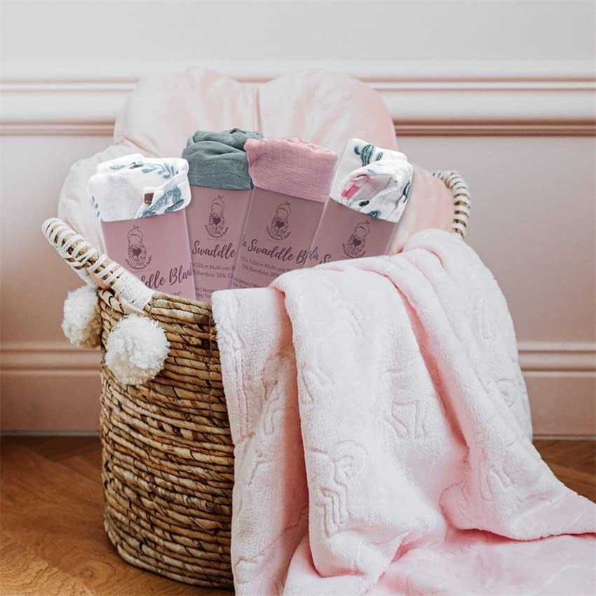 Littlebean Baby Swaddle Blanket conjunto para menina recém-nascida, menino de 0 a 6 meses e cores neutras