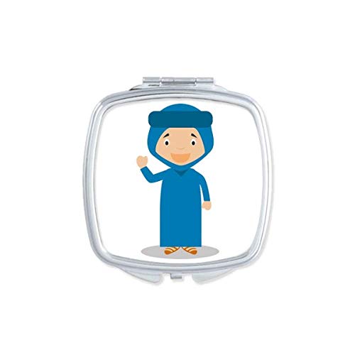 Les Blue Azul Argélia espelho de desenho animado portátil maquiagem de bolso de dupla face vidro