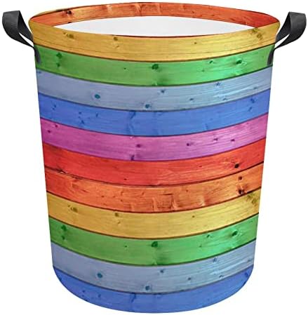 Arco -íris de madeira orgulho gay orgulho lgbt cesto de lavanderia lavanderia cesto cesto de lavagem de