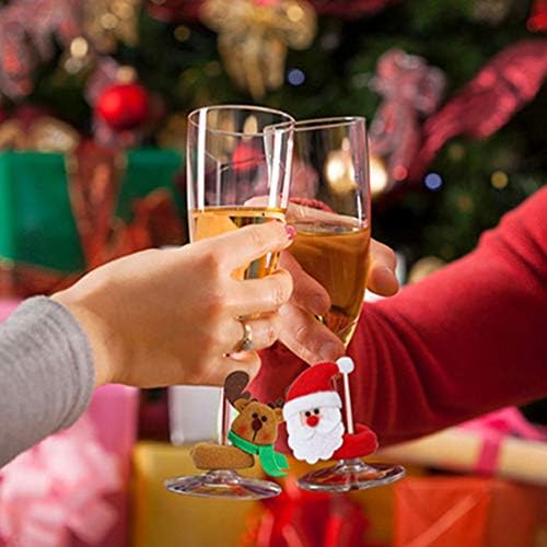 AMOSFUN 6PCS Marcadores de vidro de vinho de Natal Santa Papai Noel Snowman Snowman Shearer Shaped Wine