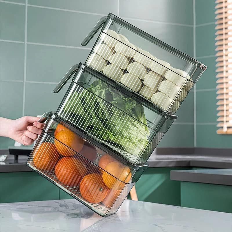 Caixa de armazenamento de geladeira mbbjm caixa de armazenamento transparente de cozinha transparente