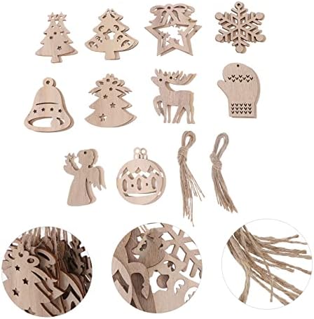 Parliky 100 PCs Center Cutouts Crafts Diy Slices Deer Decoration com ornamentos Decoração Cordas Bell Wood