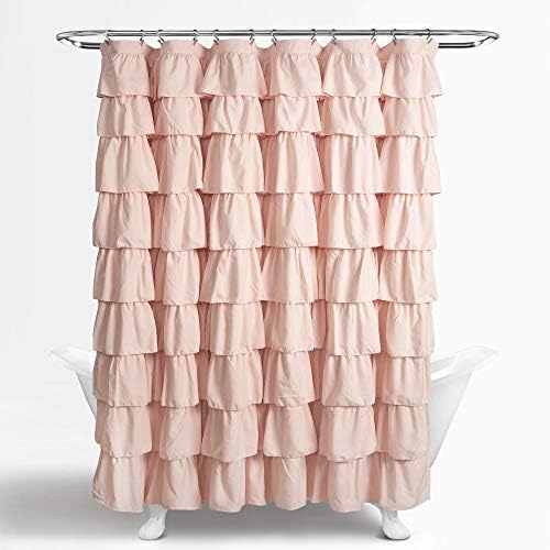 Cortina de chuveiro de babados de decoração luxuriante, 72 x 72, rosa blush