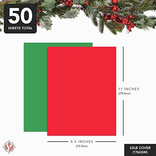 Férias de Natal de Natal, papel de cartolina, vermelho e verde 8,5 x 11 para cartões de felicitações, arte e artesanato,