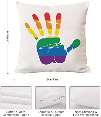 Arco -íris capa de travesseiro de mão gay da mão do dia dos namorados, arco -íris lésbica gay lésbica gay lesbbt