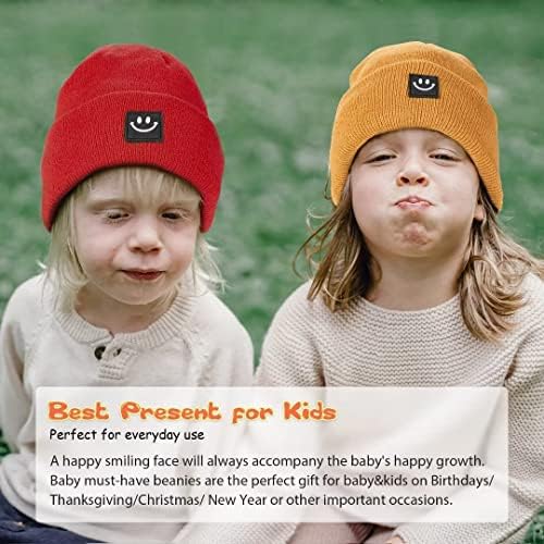 Hispeka Baby Feanie Hat 3 pacotes com rosto sorridente fofo, meninas de meninas meninas chapéus de