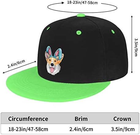 Bunny Corgi Crianças Bum plana Contraste Hip -Hop Hat Unisex Hats Flat Bill Snapback Hard Cap