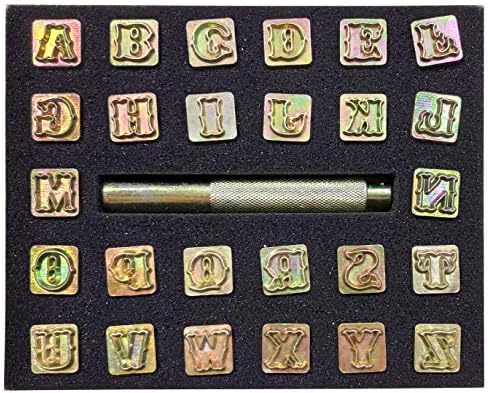 27 peças conjunto de ferramentas de carimbo de couro, 26 letras maiúsculas, ferramentas de carimbo